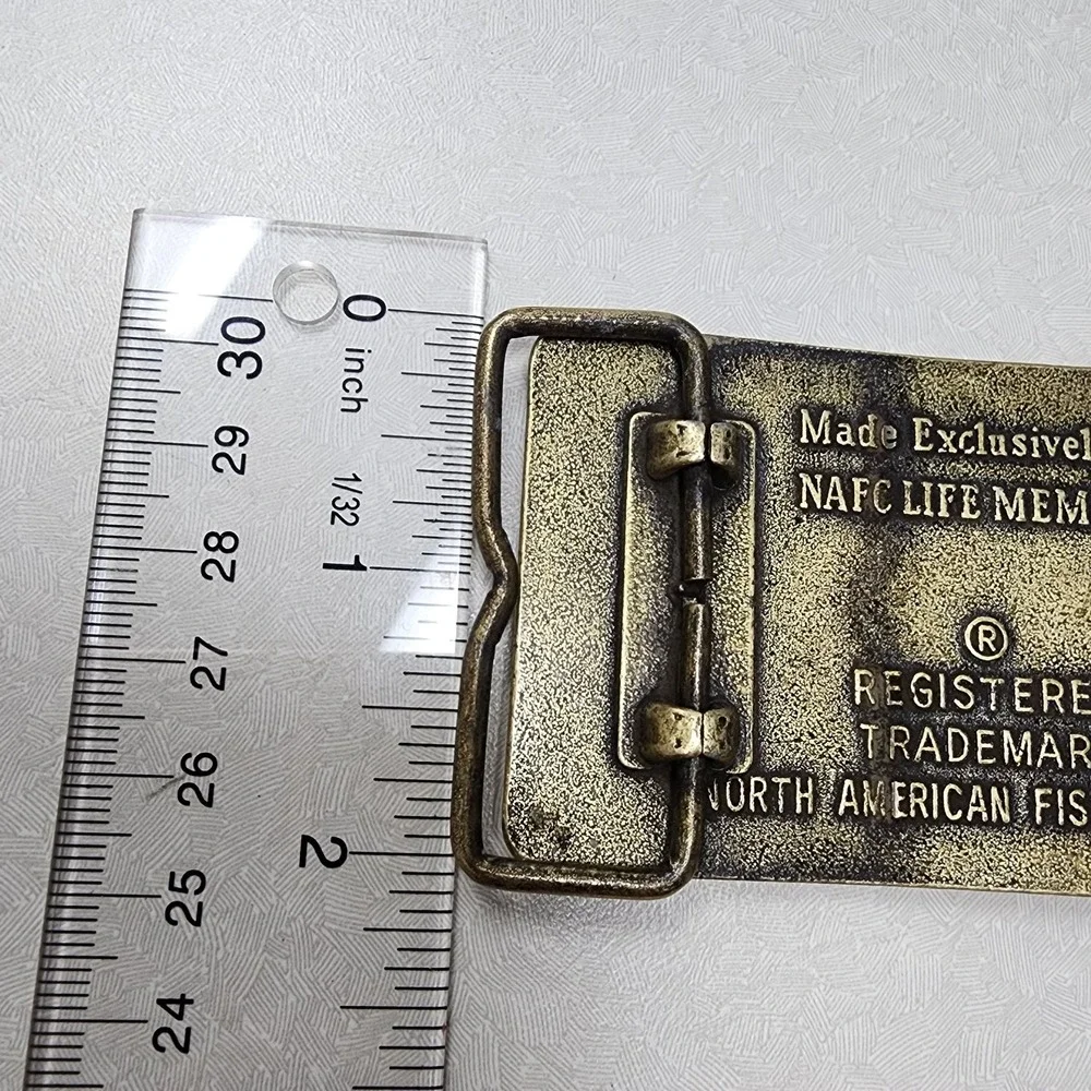 Vintage Brass North American Fishing Club Life Member Belt Buckle NAFC Brass Ton